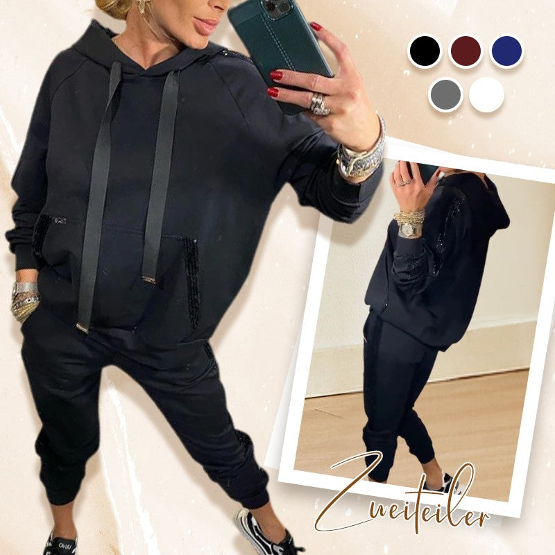 ✨Herbst-Neuankünfte Begrenzte Zeit 50% Rabatt✨Damen Kapuzenoberteile mit Kordelzug ＆ Hosen 2-Teiliges Set
