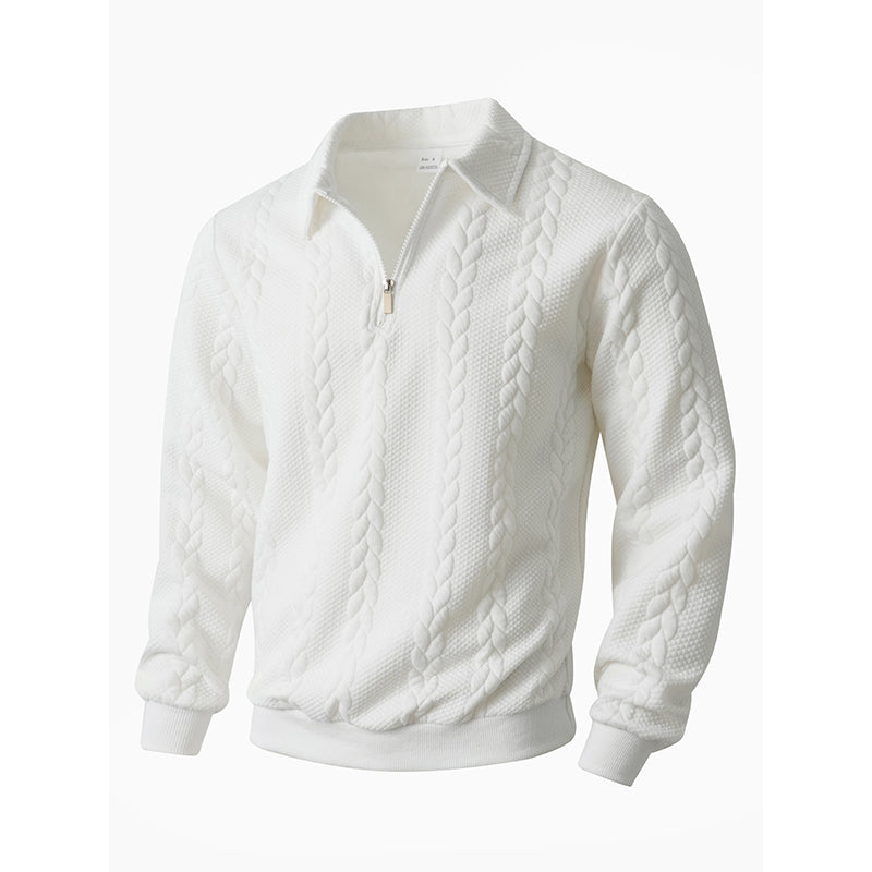 🎉 Neujahrsgeschenk – 50% RABATT!👕Klassischer Zopfmuster-Herrenpullover mit Halbreißverschluss: Reverskragen & Weiches Material – Zeitlos lässig für jeden Anlass!