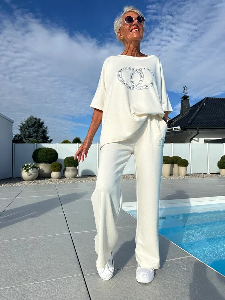 ⏳Limitiertes Angebot! ⏰Lässiges zweiteiliges Set für Frauen, einfarbiger Pullover und lockere Hose