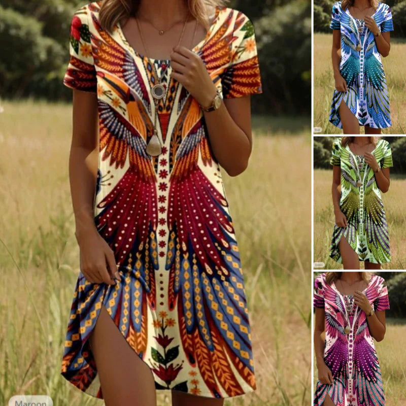 ⏳Zeitlich begrenztes Angebot⏰Damen-Kurzarmkleid mit Blumenmuster