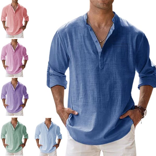 🌞Frühlingserwachen: 50% Rabatt!👔 Herren Eiscreme-Baumwoll-Leinen Langarmhemd – Leicht & atmungsaktiv