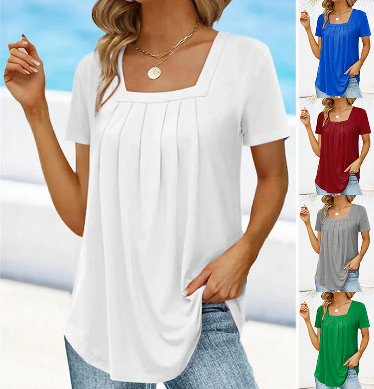 💕BIS ZU 50% RABATT🌷 Elegantes, einfarbiges Damen-T-Shirt mit quadratischem Ausschnitt