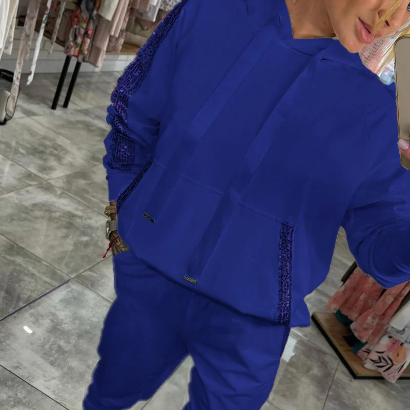 ✨Herbst-Neuankünfte Begrenzte Zeit 50% Rabatt✨Damen Kapuzenoberteile mit Kordelzug ＆ Hosen 2-Teiliges Set