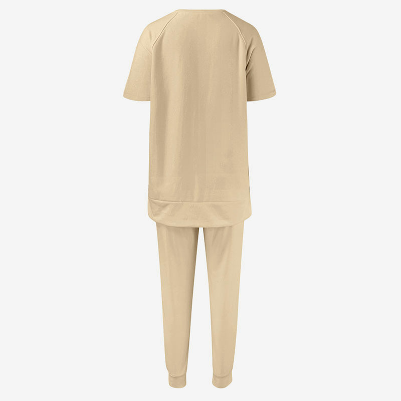 Lässiges, locker sitzendes zweiteiliges Trainingsanzug-Set für Damen aus T-Shirt und Hose