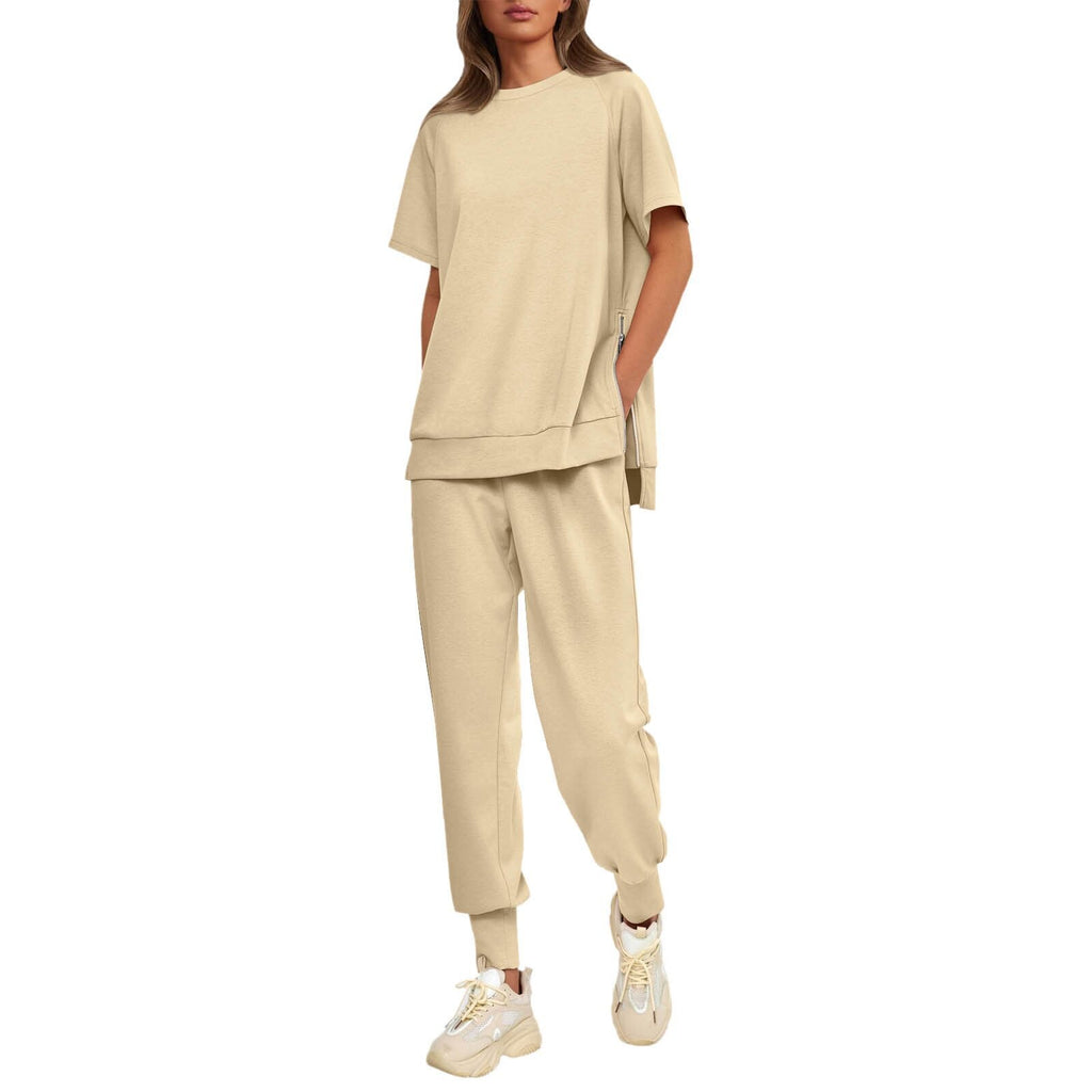 Lässiges, locker sitzendes zweiteiliges Trainingsanzug-Set für Damen aus T-Shirt und Hose