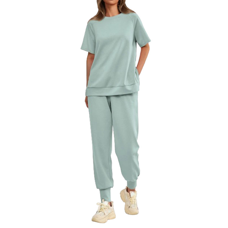 Lässiges, locker sitzendes zweiteiliges Trainingsanzug-Set für Damen aus T-Shirt und Hose