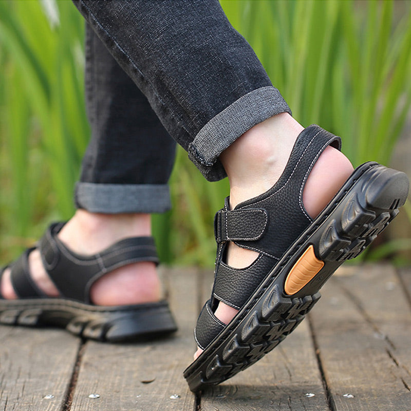 Atmungsaktive Sommer-Ledersandalen für Herren