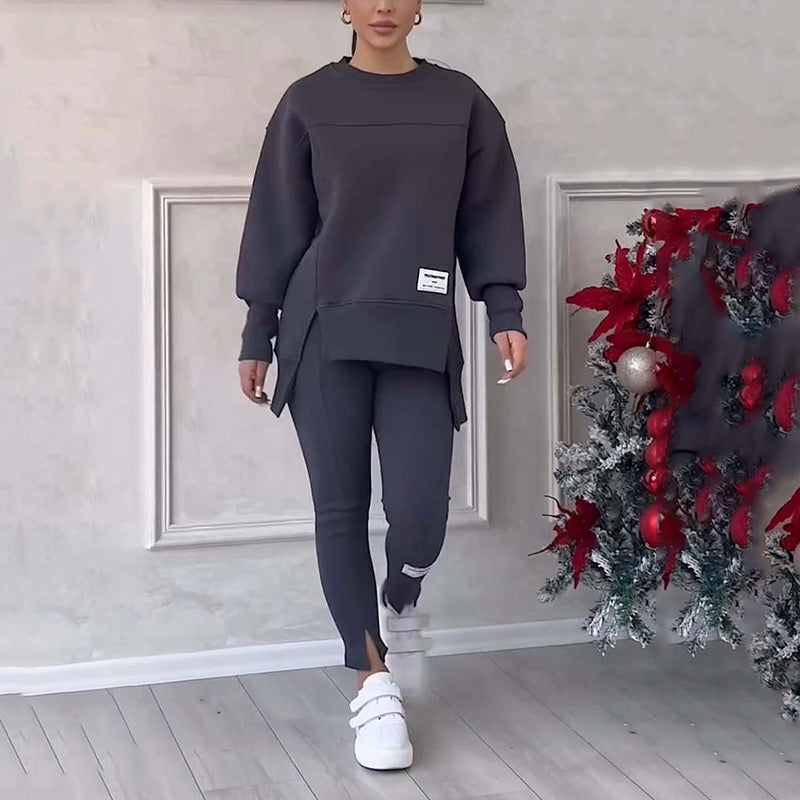 Lässiges Sweatshirt-Leggings-Set für Damen