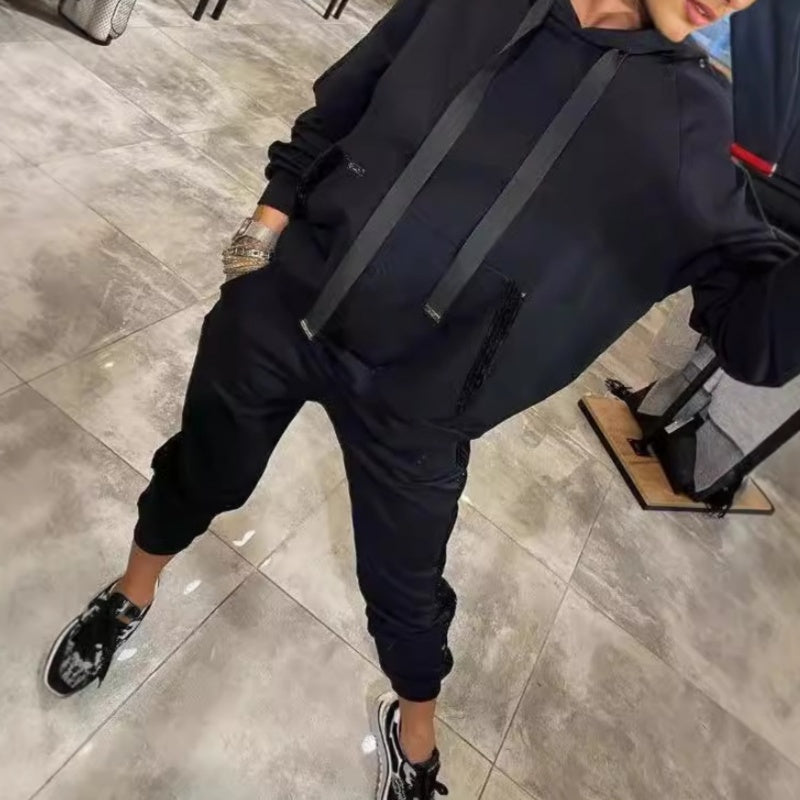 ✨Herbst-Neuankünfte Begrenzte Zeit 50% Rabatt✨Damen Kapuzenoberteile mit Kordelzug ＆ Hosen 2-Teiliges Set