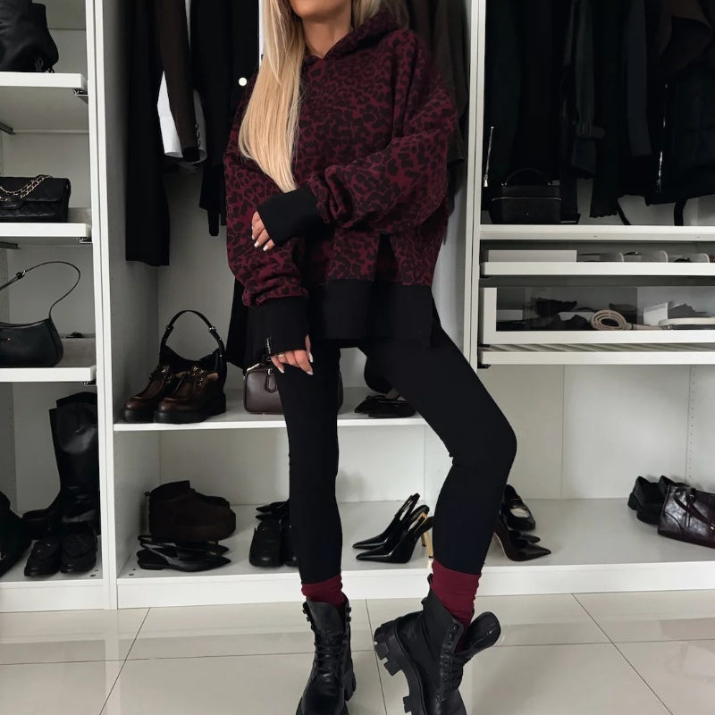 🎅Weihnachtsvorverkauf🎁 Oversize-Hoodie und Leggings-Set für Damen