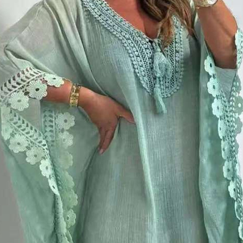 🌸Damen V-Ausschnitt-Einzelfarbenes Minikleid