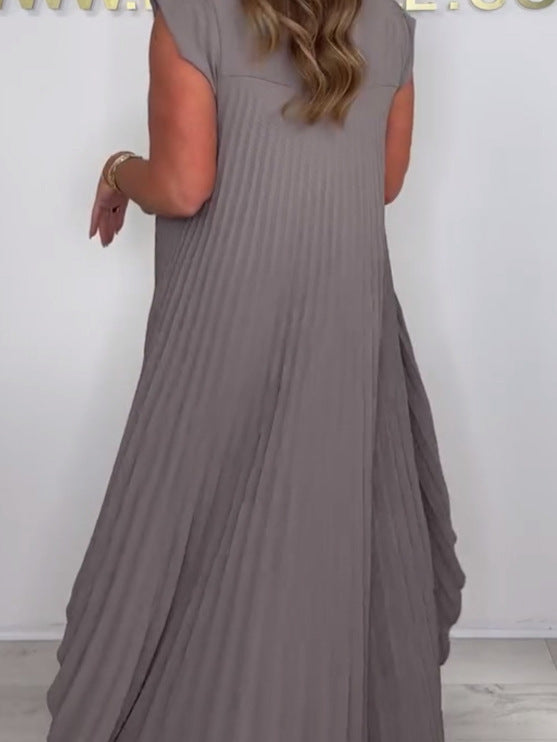 ✨60% Rabatt🌸Laney Set aus plissiertem, kurzärmligem, unregelmäßigem Midi-Top und Hose mit weitem Bein und elastischer Taille