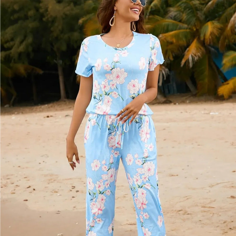 ⏳Begrenzte Zeit 50% Rabatt💥Women's Printed Top & Pants Nachtwäsche Set
