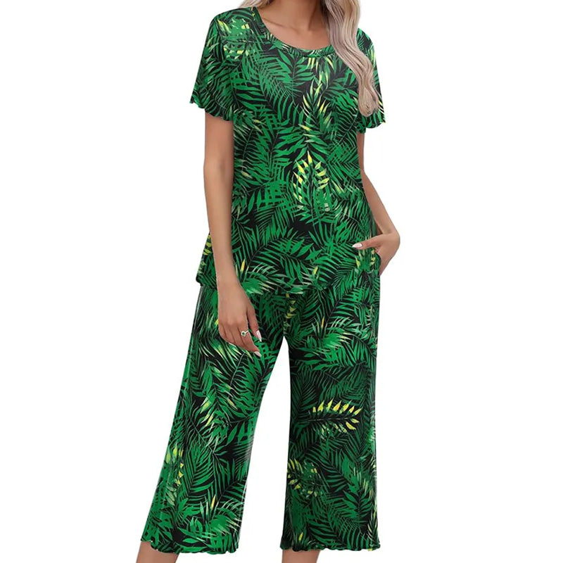 ⏳Begrenzte Zeit 50% Rabatt💥Women's Printed Top & Pants Nachtwäsche Set
