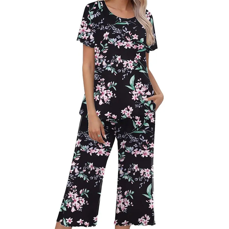 ⏳Begrenzte Zeit 50% Rabatt💥Women's Printed Top & Pants Nachtwäsche Set