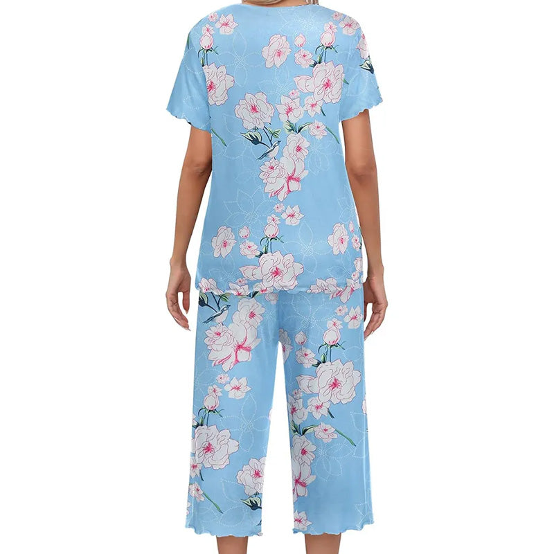 ⏳Begrenzte Zeit 50% Rabatt💥Women's Printed Top & Pants Nachtwäsche Set