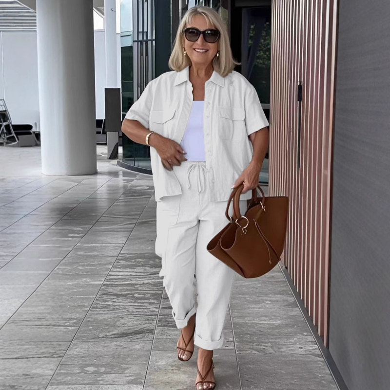 🌈Kurzarmhemd und weite Hose aus Baumwolle und Leinen