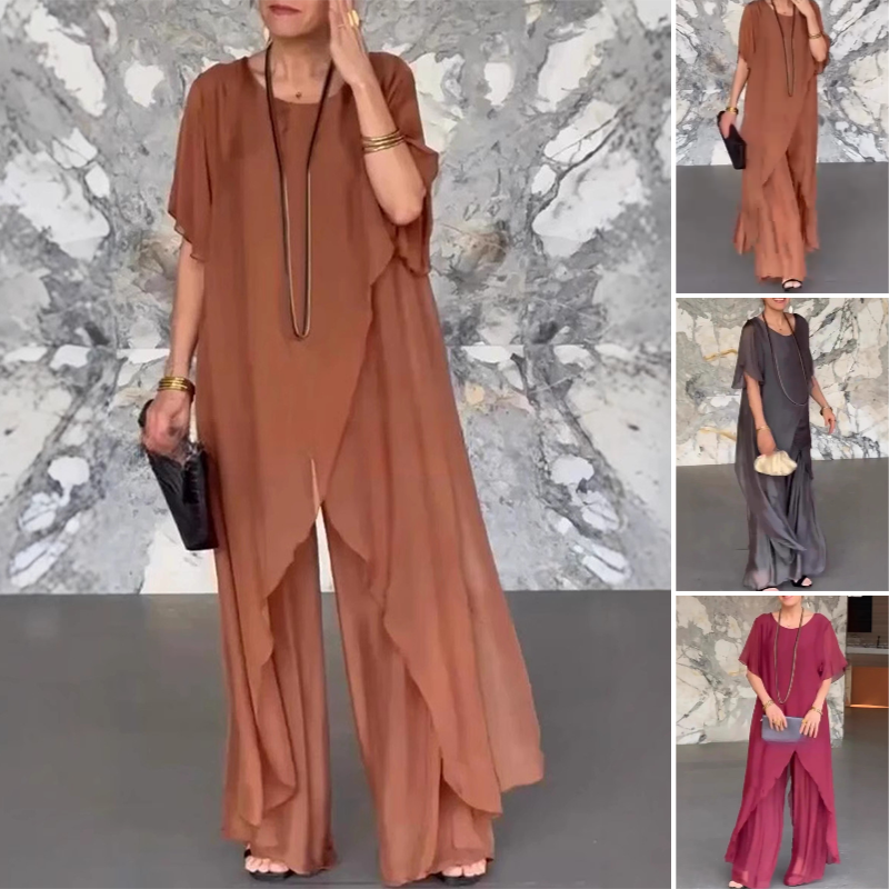 Set aus unregelmäßigem Oberteil und lockerer Hose für Frauen✨