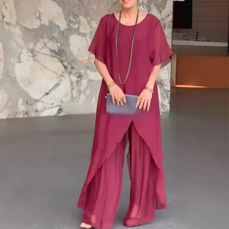 Set aus unregelmäßigem Oberteil und lockerer Hose für Frauen✨