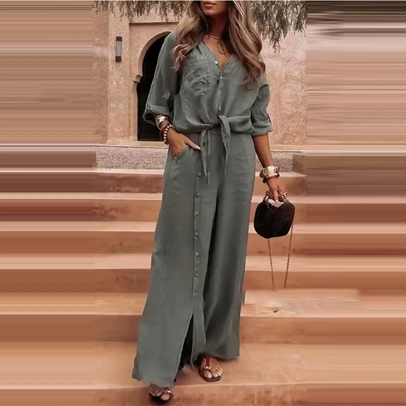 Elegantes 2-teiliges Set für Damen in Uni-Farbe