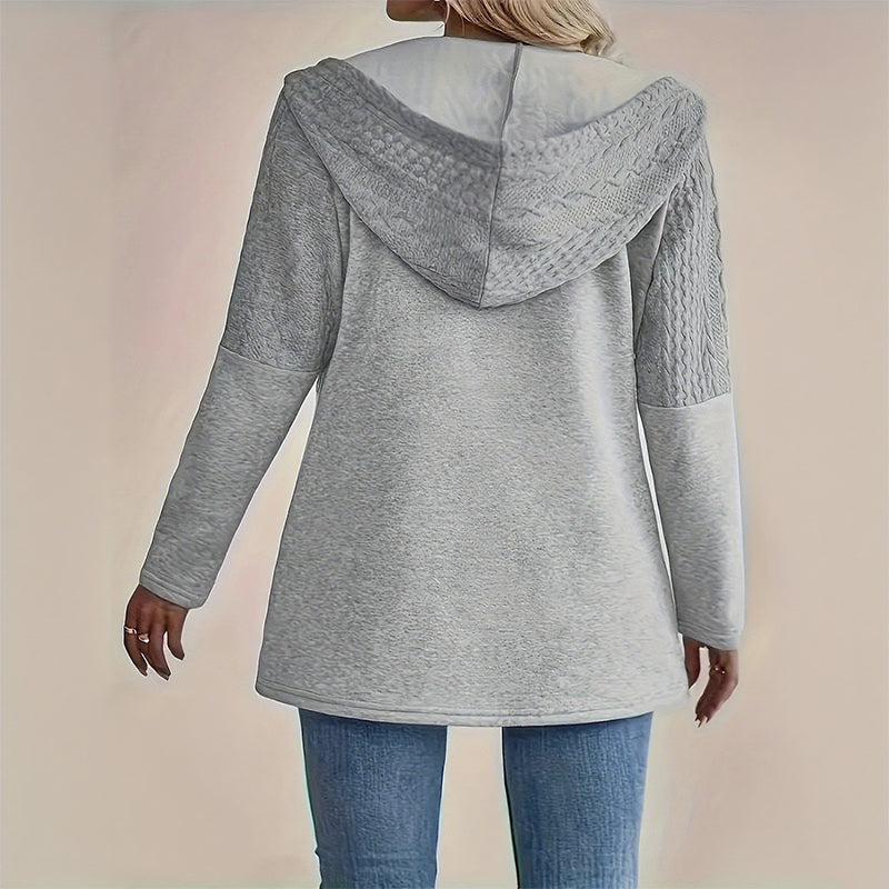 Trendy Damenjacke mit Kapuze und langen Ärmeln und Reißverschluss