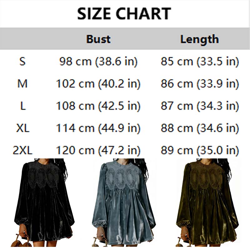 🎉 Neujahrsgeschenk – 50% RABATT!🌸 Vintage-Tunikakleid mit Spitzeneinsatz: A-Linie + Bischofsärmel – bequem elegant für Tag & Abend