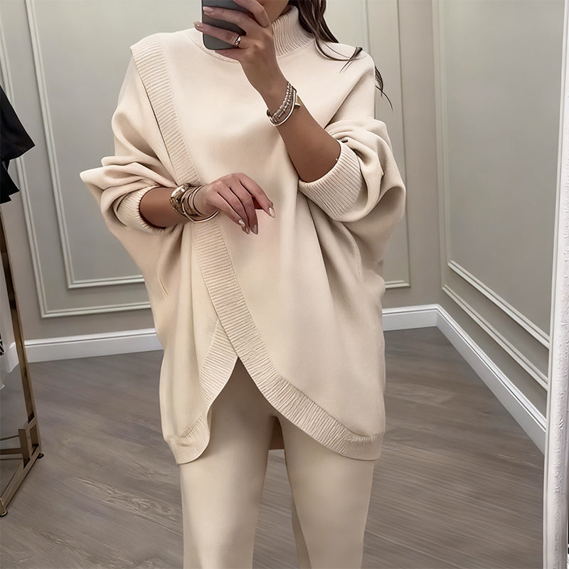 💘 Valentinstagsangebot: 50% Rabatt! 🧶 Damen-Oversize-Set: Asymmetrischer Pullover + Hose – weich, lässig & stylisch für jeden Tag