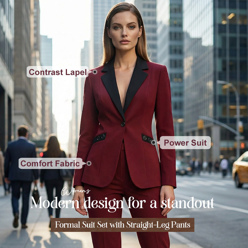 🌞Frühlingserwachen: 50% Rabatt!✨ Modernes Anzugset – Kontrastrevers & Strukturierte Silhouette, Elegant & Vielseitig für Büro & Festlichkeiten