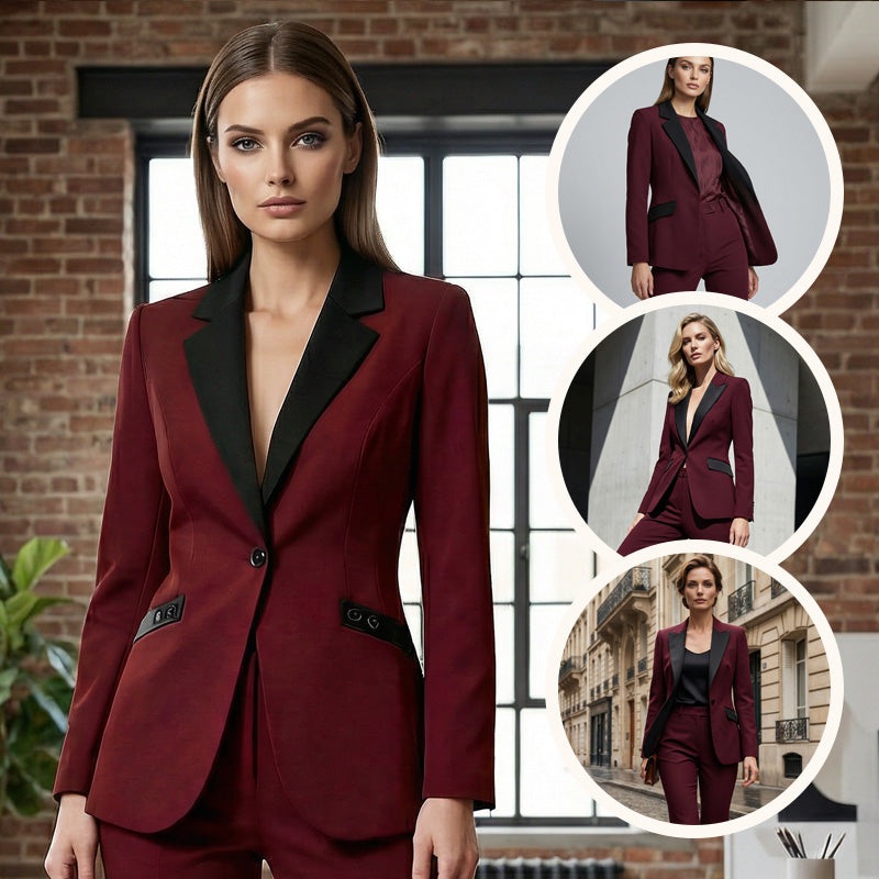 🌞Frühlingserwachen: 50% Rabatt!✨ Modernes Anzugset – Kontrastrevers & Strukturierte Silhouette, Elegant & Vielseitig für Büro & Festlichkeiten