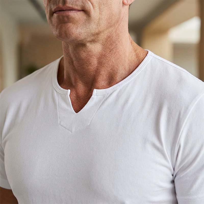 🌞Frühlingserwachen: 50% Rabatt!✨ Herren Lässiges Einfarbiges Athletic T-Shirt – Gekerbter V-Ausschnitt, Slim Fit & Stretch-Stoff für Kraftvolle Silhouette