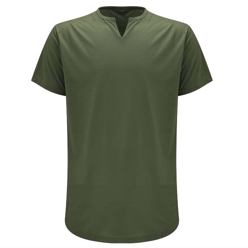 🌞Frühlingserwachen: 50% Rabatt!✨ Herren Lässiges Einfarbiges Athletic T-Shirt – Gekerbter V-Ausschnitt, Slim Fit & Stretch-Stoff für Kraftvolle Silhouette