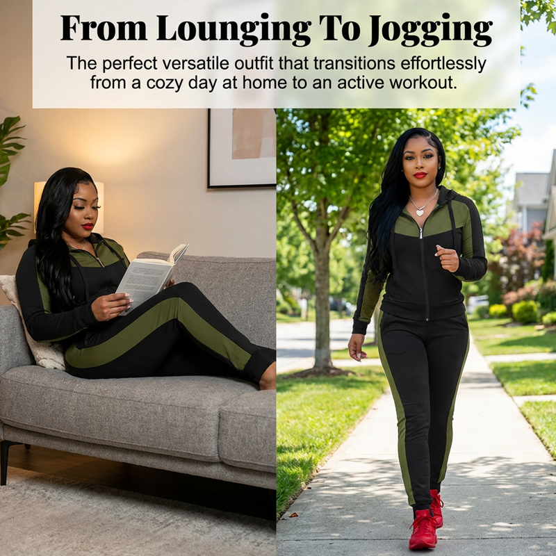 🌞Frühlingserwachen: 50% Rabatt!🔥"Effortless Style" Athleisure-Set: Figurschmeichelnder Color-Block Trainingsanzug für Damen