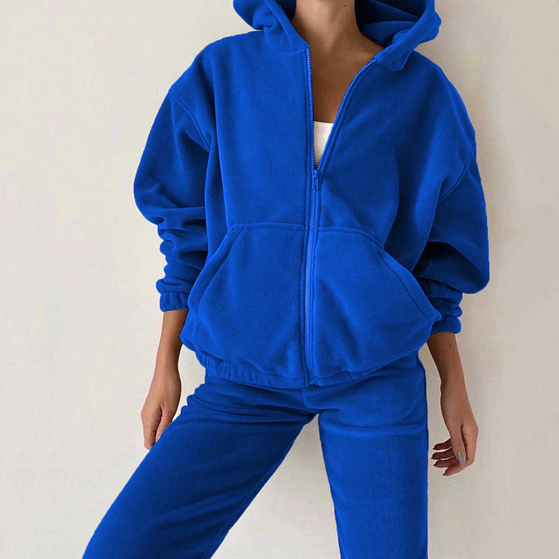 🌞Frühlingserwachen: 50% Rabatt!👖 Damen 2-Teilig Fleece Set – Leicht & Frisch für Frühling – Kapuzenjacke & Jogginghose, Lässiger Stil für jeden Tag