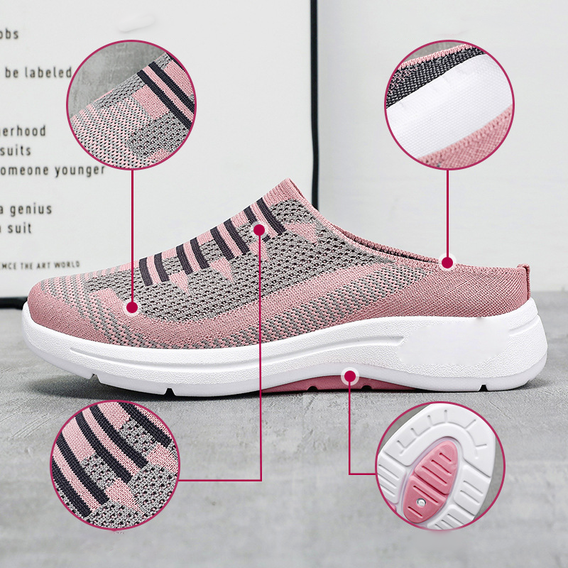 🌞Frühlingserwachen: 50% Rabatt!🔥Damen Rückenoffene Slip-On Sneaker – Atmungsaktives Mesh, Rutschfeste Sohle & Ergonomische Fußstütze, Bequem für Alltag