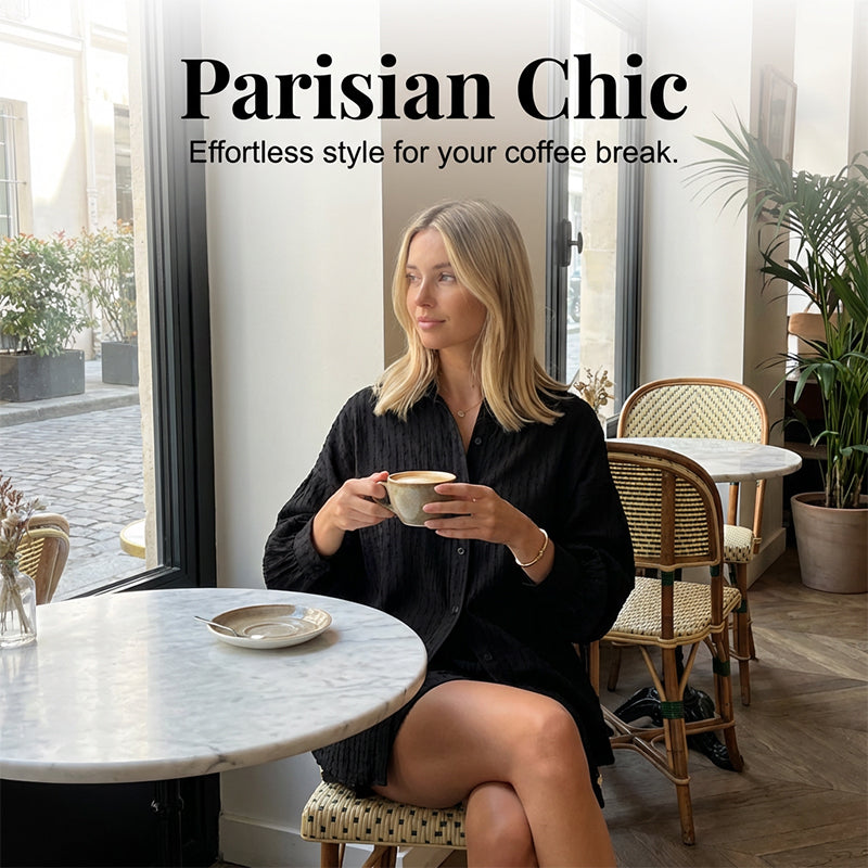 🌞Frühlingserwachen: 50% Rabatt!✨Urban Chic Damen Jacquard Zweiteiler – Puffärmel & Hochtaillierte Shorts, Elegant & Vielseitig für Büro & Abend