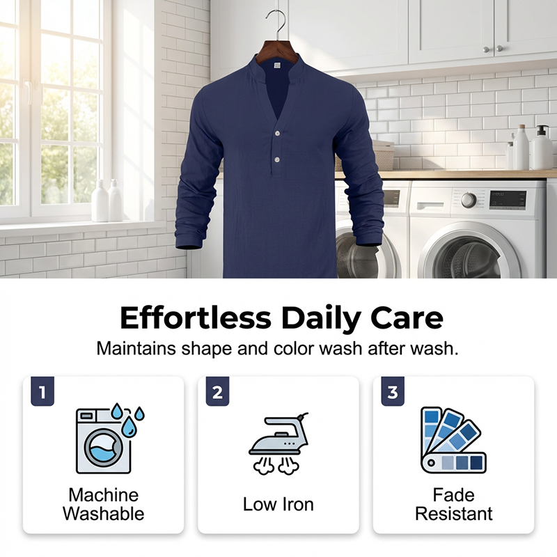 🌞Frühlingserwachen: 50% Rabatt!🔥Herren Henley aus Leinen-Mix – Atmungsaktiv, Bügelfrei & Zeitlos Elegant