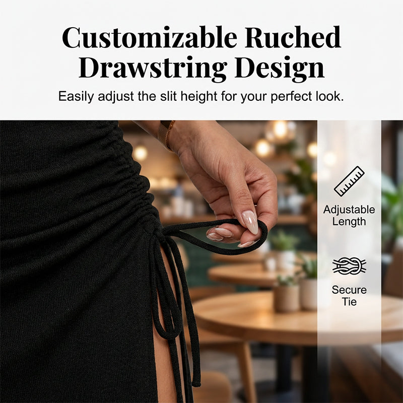 🌞Frühlingserwachen: 50% Rabatt!🌸Figurschmeichelnder High-Waist Rock mit Raffung – Von klassisch Schwarz bis Leo-Chic