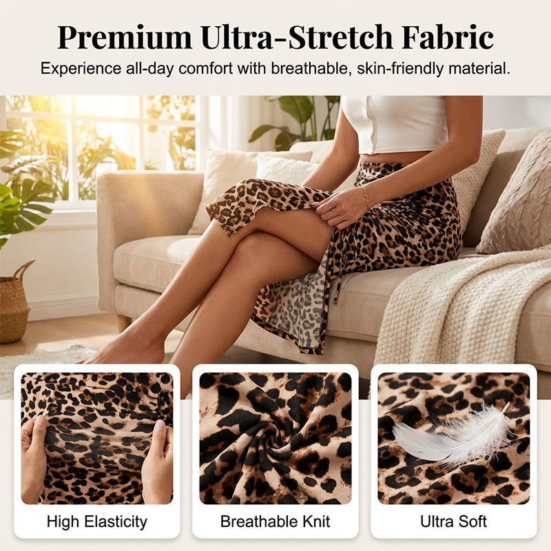 🌞Frühlingserwachen: 50% Rabatt!🌸Figurschmeichelnder High-Waist Rock mit Raffung – Von klassisch Schwarz bis Leo-Chic