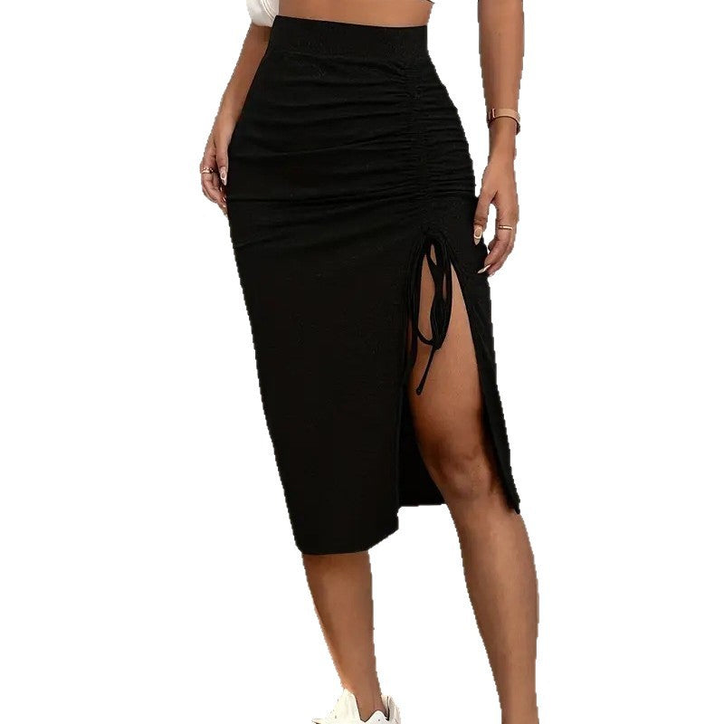 🌞Frühlingserwachen: 50% Rabatt!🌸Figurschmeichelnder High-Waist Rock mit Raffung – Von klassisch Schwarz bis Leo-Chic