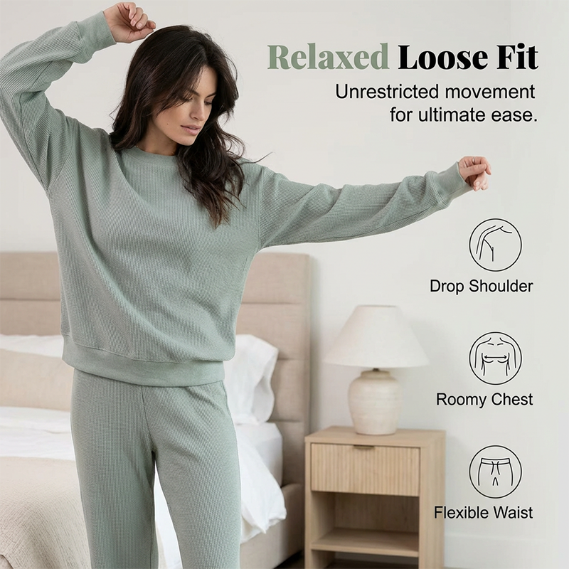 🌞Frühlingserwachen: 50% Rabatt!💎Premium Waffelstrick-Set (2-teilig) – Dein ultimatives Loungewear-Upgrade