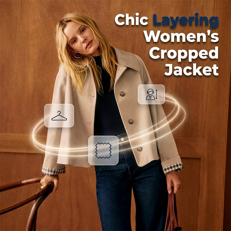 🌞Frühlingserwachen: 50% Rabatt!🎉Damen Kurzjacke "Parisian Style" – Edler Einreiher mit modischen Karo-Details