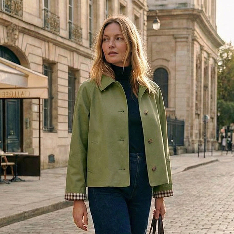 🌞Frühlingserwachen: 50% Rabatt!🎉Damen Kurzjacke "Parisian Style" – Edler Einreiher mit modischen Karo-Details