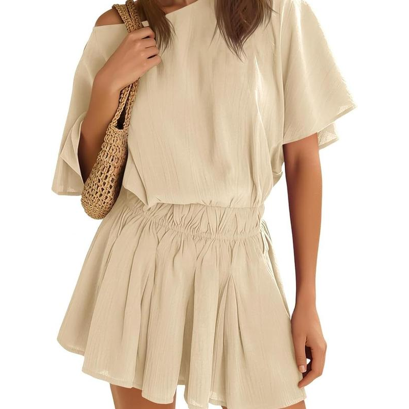 🌞Frühlingserwachen: 50% Rabatt!🏝️Sommer-Traum: Luftiges Off-Shoulder Kleid mit Fledermausärmeln