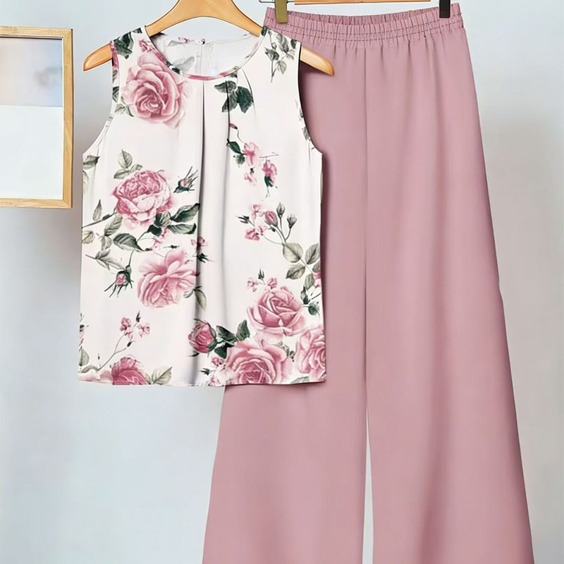 🌞Frühlingserwachen: 50% Rabatt!💎Sommerliche Eleganz: Zweiteiliges Print-Set mit fließender weiter Hose