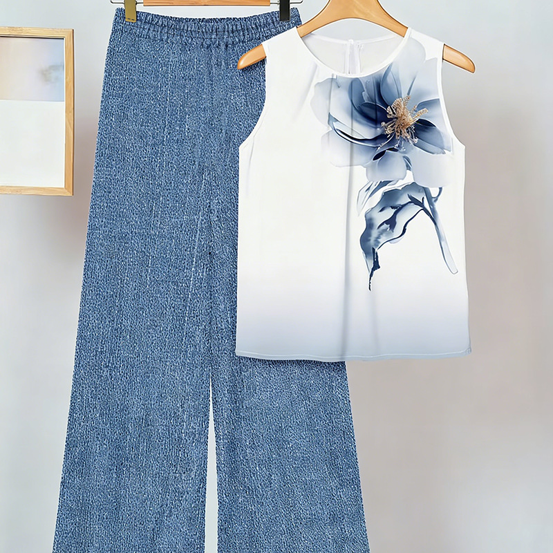 🌞Frühlingserwachen: 50% Rabatt!💎Sommerliche Eleganz: Zweiteiliges Print-Set mit fließender weiter Hose