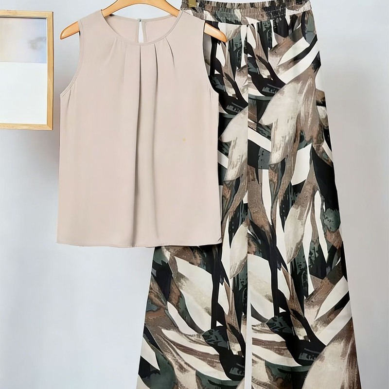 🌞Frühlingserwachen: 50% Rabatt!💎Sommerliche Eleganz: Zweiteiliges Print-Set mit fließender weiter Hose