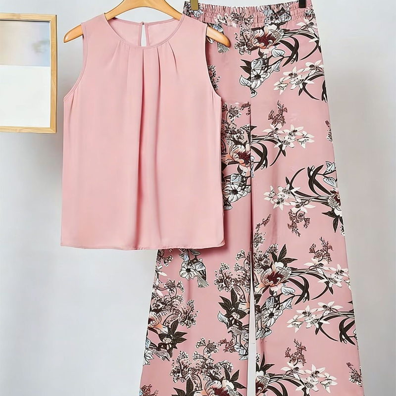 🌞Frühlingserwachen: 50% Rabatt!💎Sommerliche Eleganz: Zweiteiliges Print-Set mit fließender weiter Hose