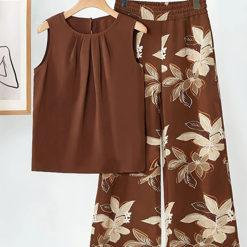 🌞Frühlingserwachen: 50% Rabatt!💎Sommerliche Eleganz: Zweiteiliges Print-Set mit fließender weiter Hose