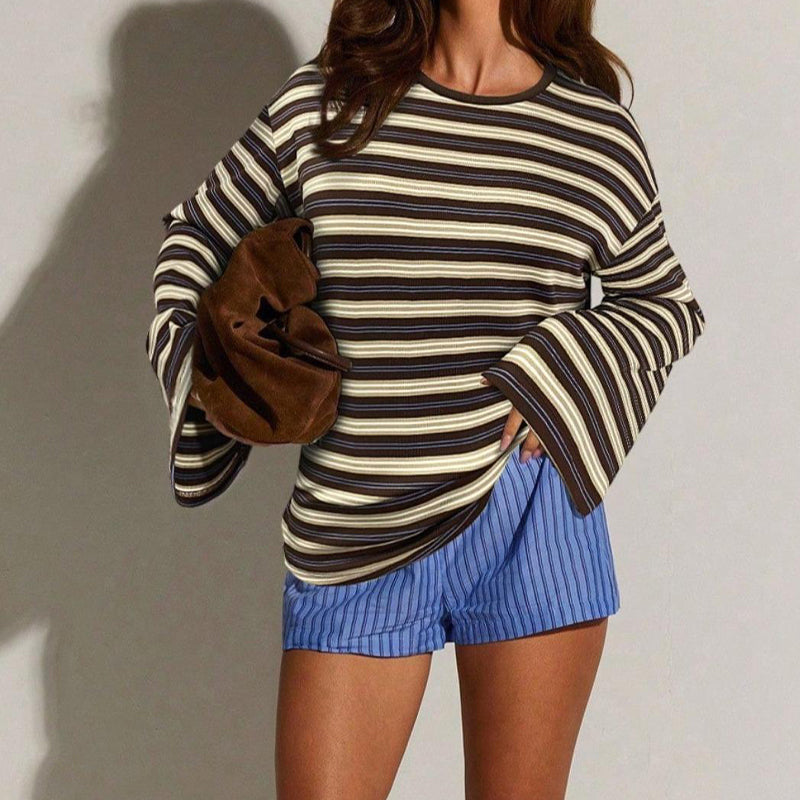 🌞Frühlingserwachen: 50% Rabatt!🎉Klassisches Langarmshirt mit Retro-Streifen: Knitterfrei, Weich & Vielseitig