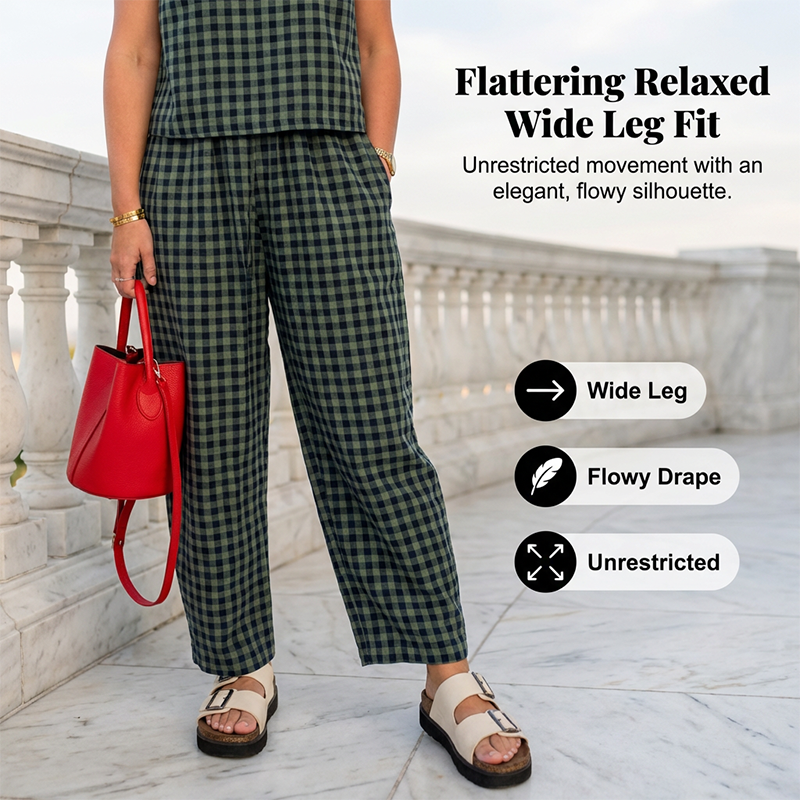 Summer Gingham Print Tank and Trousers Outfit